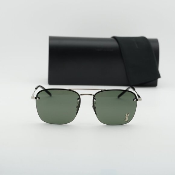Saint Laurent SL309M 002 Aviator Sunglasses - Silver\\Grey main image 2